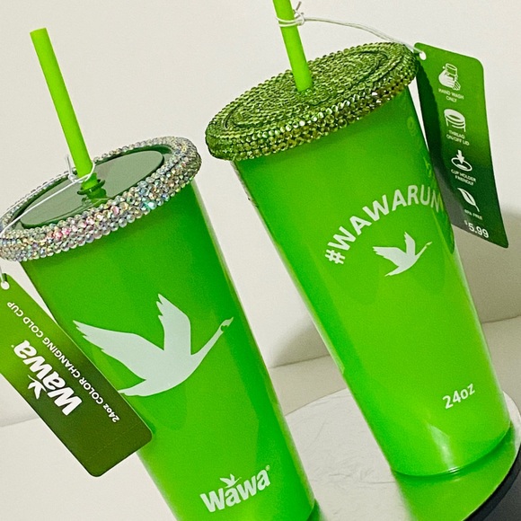 Rhinestone Wawa Green Color Changing Cold Cup - Picture 4 of 5